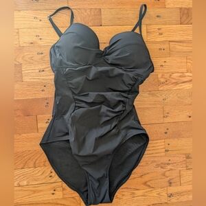 Assets By Spanx Black One Piece Swim Suit